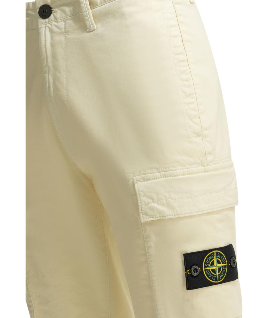 STONE ISLAND Бежевые хлопковые повседневные брюки, фото 4