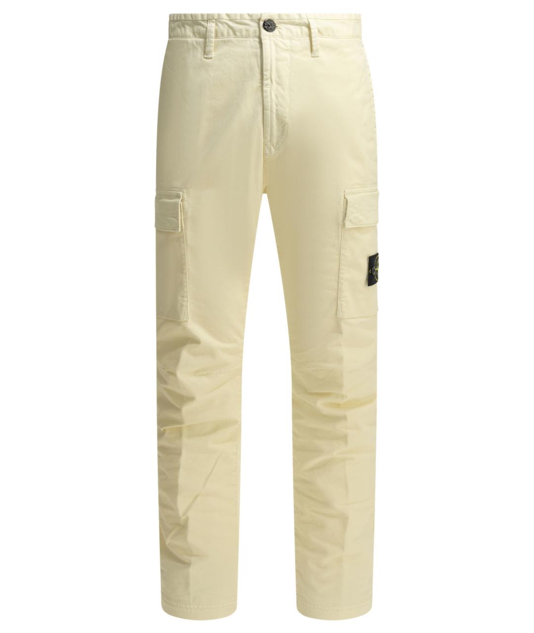 STONE ISLAND Бежевые хлопковые повседневные брюки, фото 1