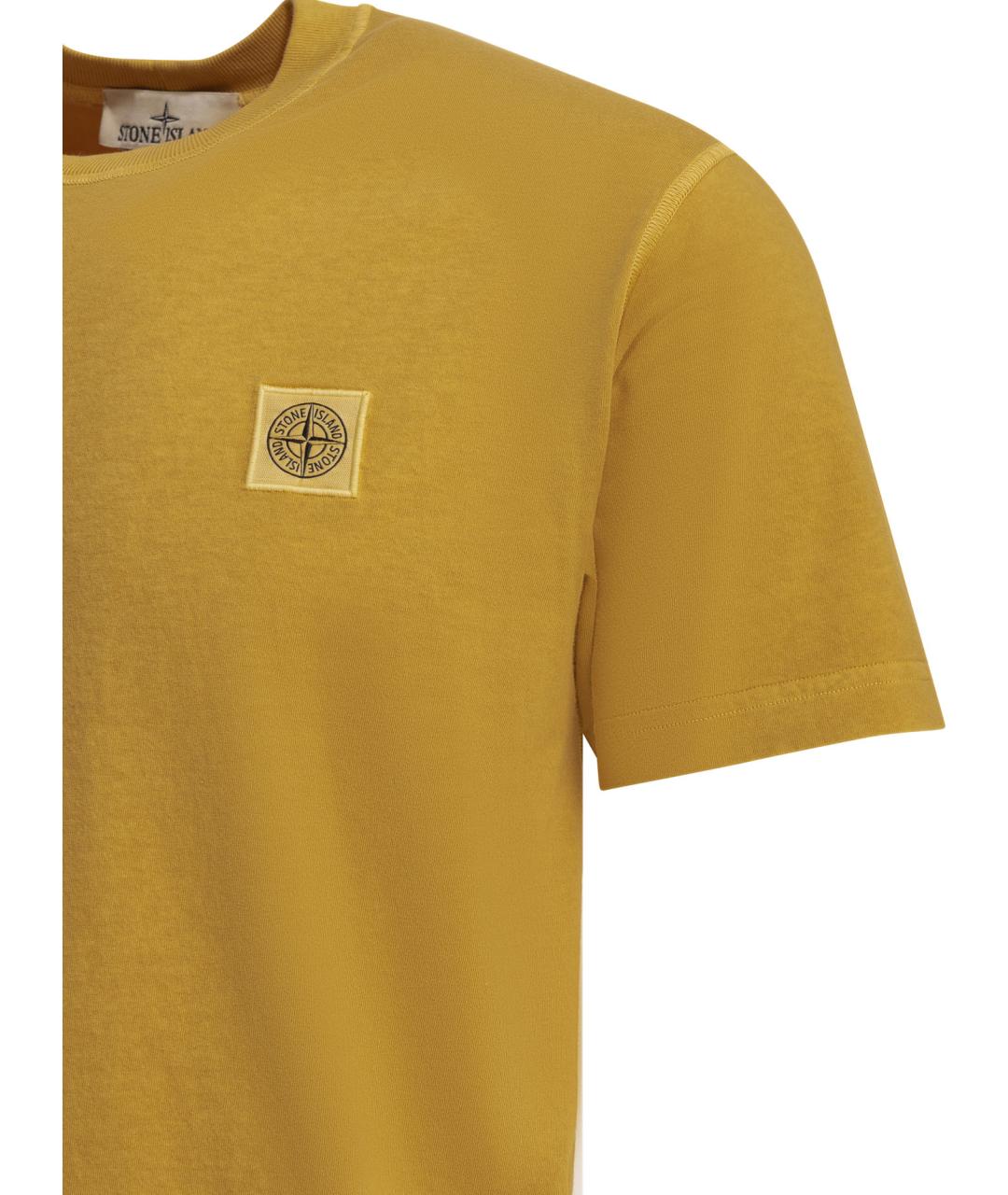 STONE ISLAND Желтая хлопковая футболка, фото 2