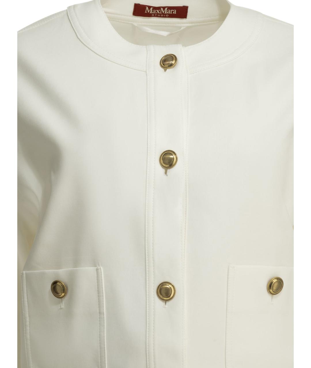 MAX MARA STUDIO Белая хлопковая куртка, фото 3