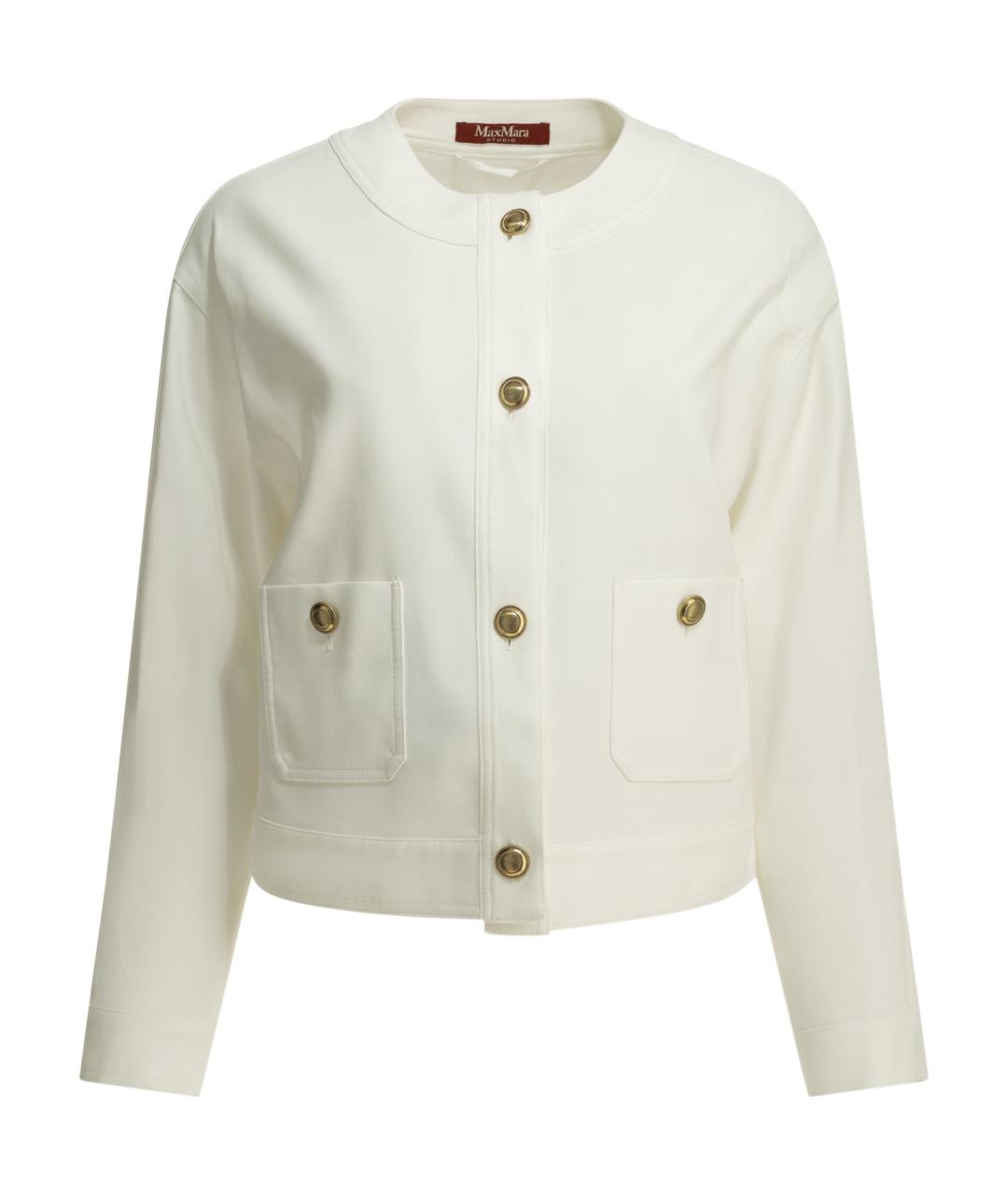 MAX MARA STUDIO Белая хлопковая куртка, фото 1