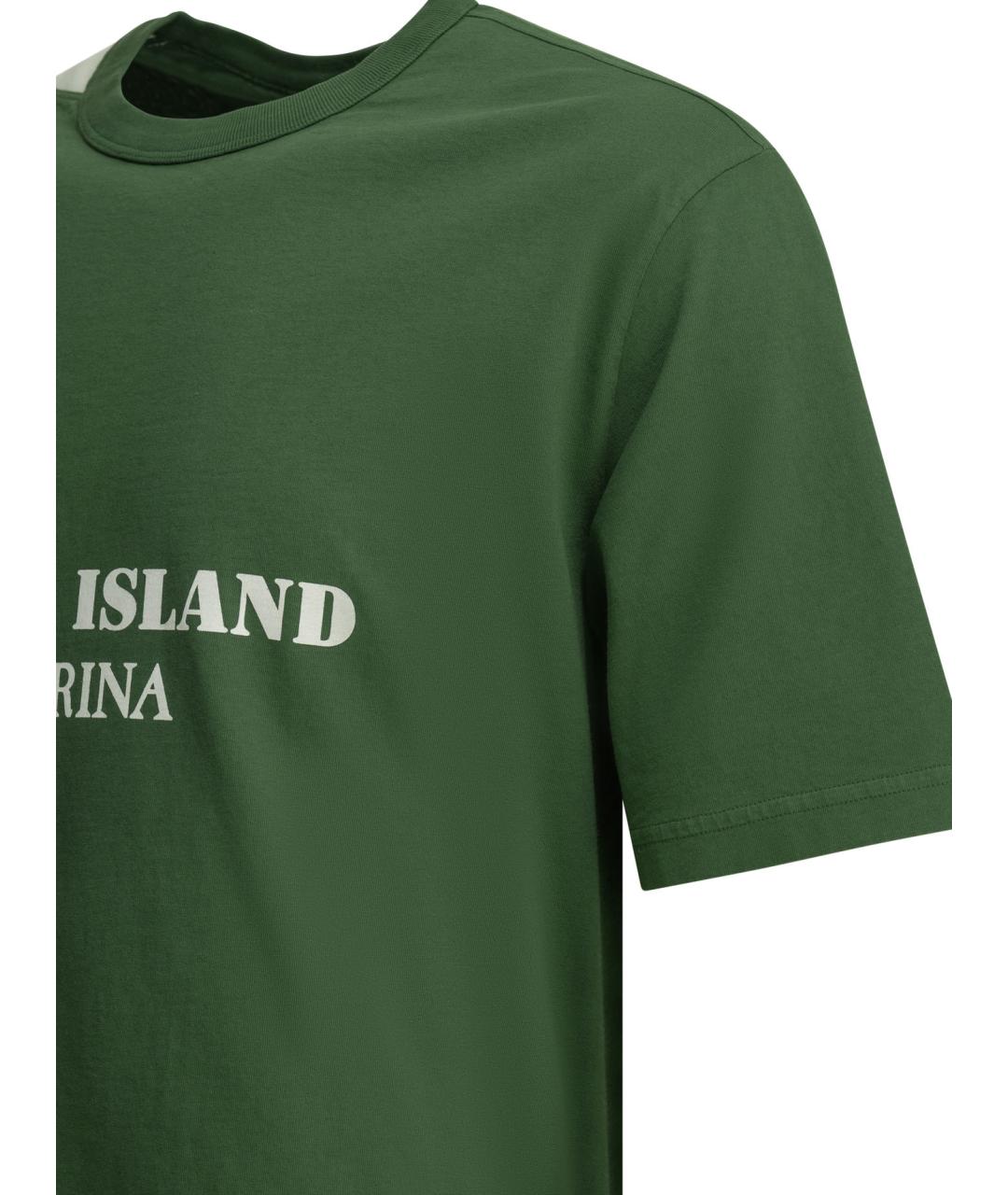 STONE ISLAND Зеленая хлопковая футболка, фото 3