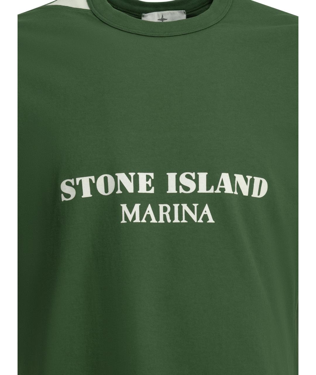 STONE ISLAND Зеленая хлопковая футболка, фото 2
