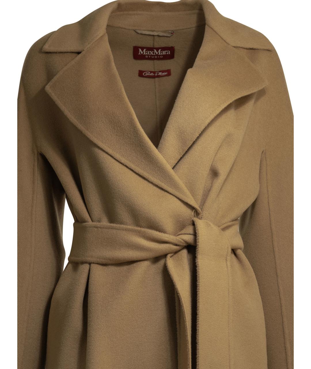 MAX MARA STUDIO Коричневое шерстяное пальто, фото 3