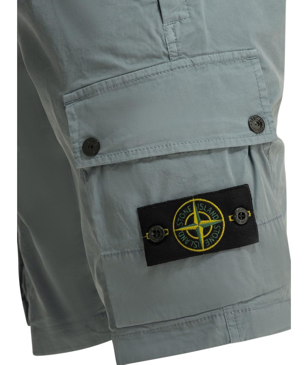 STONE ISLAND Голубые хлопковые шорты, фото 4
