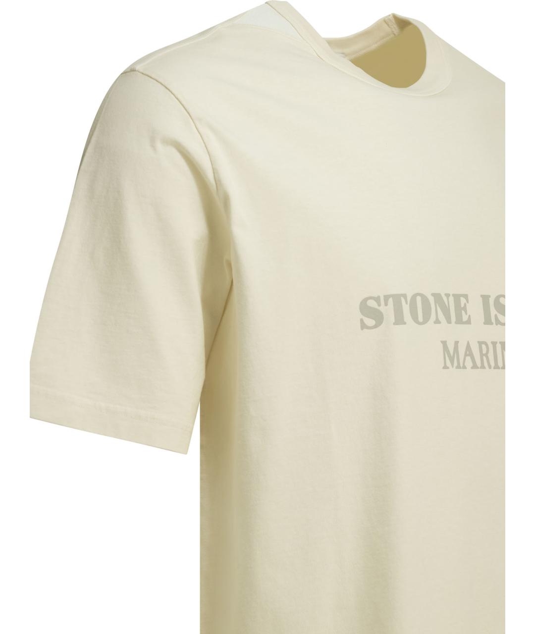STONE ISLAND Бежевая хлопковая футболка, фото 4
