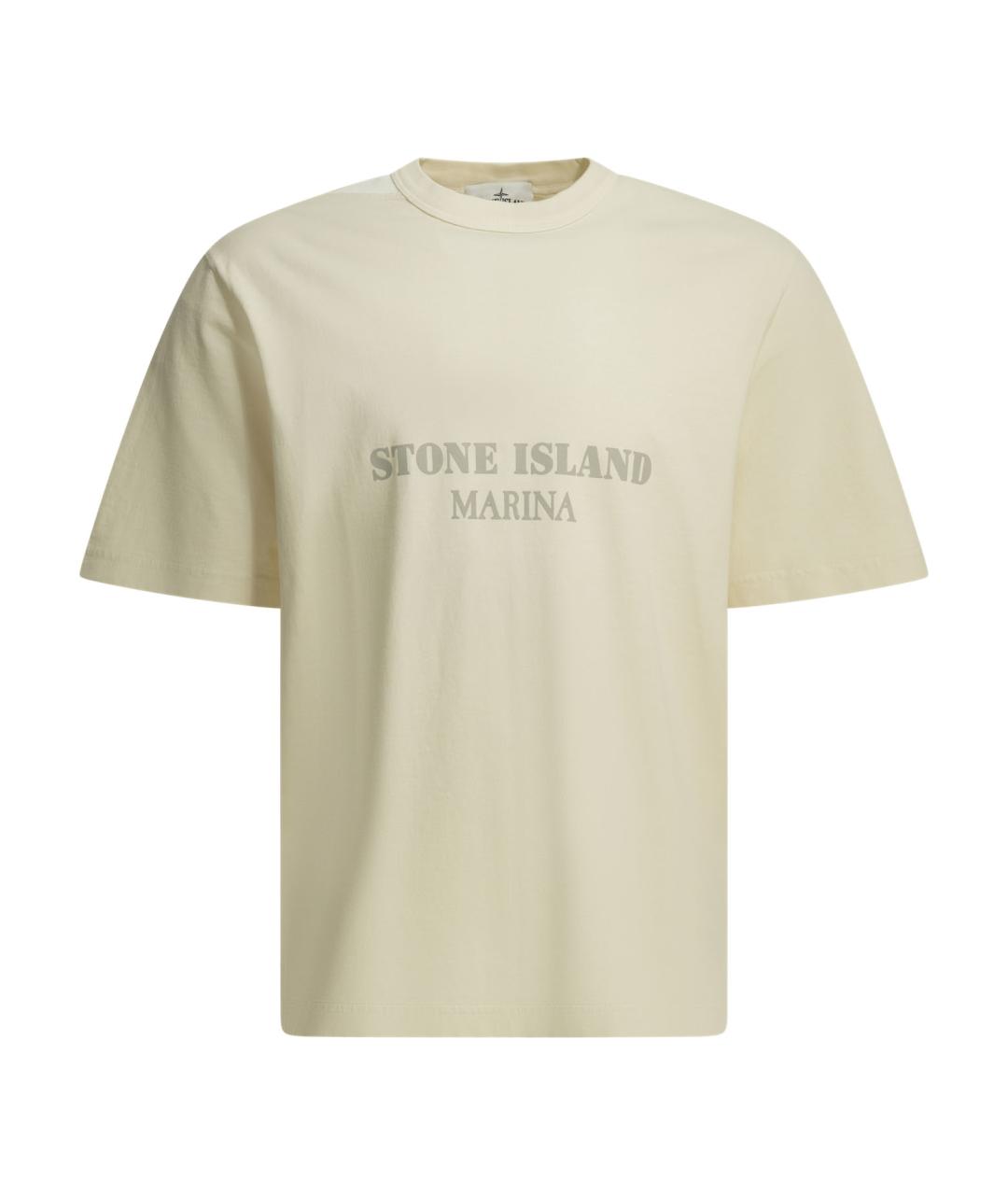 STONE ISLAND Бежевая хлопковая футболка, фото 1