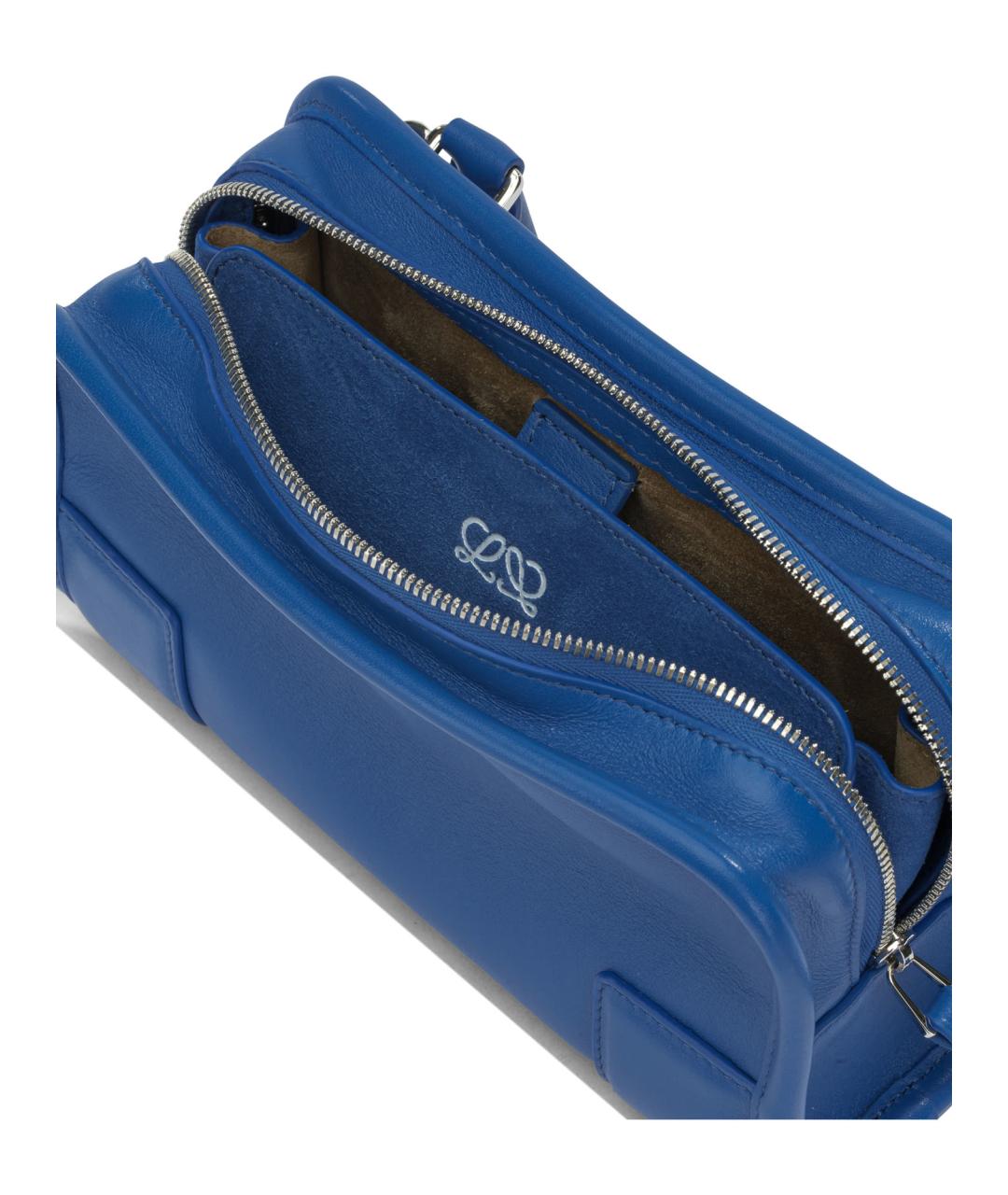 LOEWE Голубая кожаная сумка с короткими ручками, фото 5