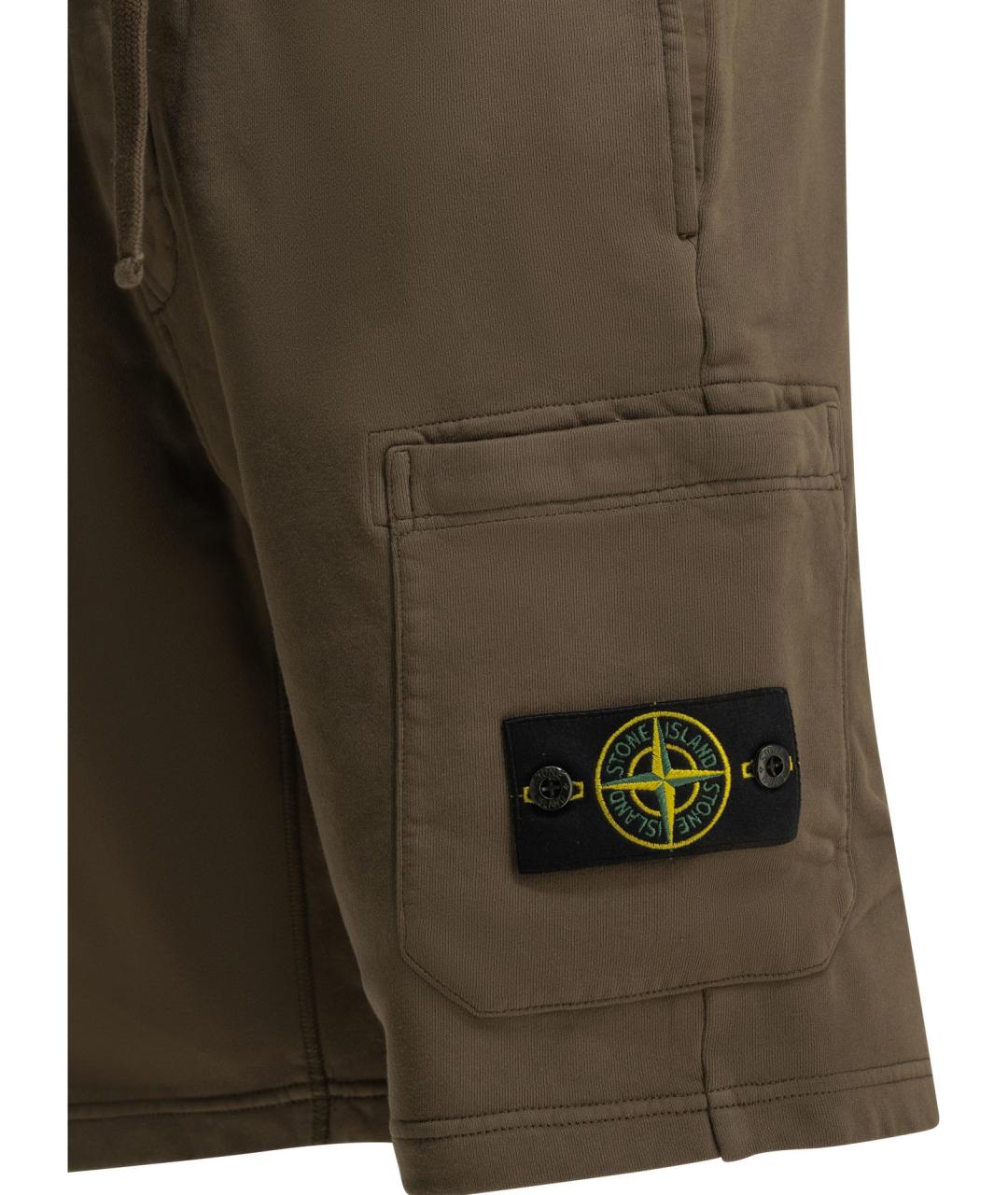 STONE ISLAND Коричневые хлопковые шорты, фото 4