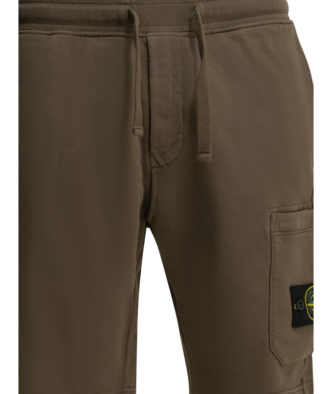 STONE ISLAND Коричневые хлопковые шорты, фото 3