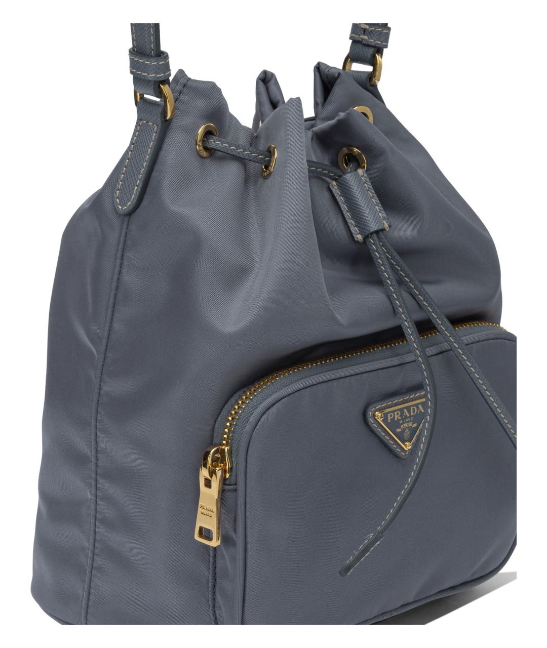 PRADA Голубая синтетическая сумка с короткими ручками, фото 4