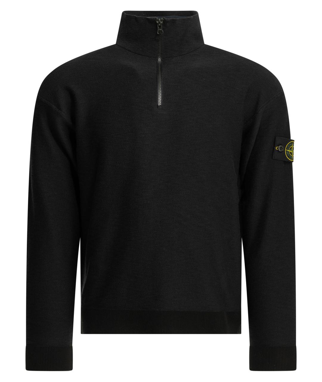 STONE ISLAND Черный хлопковый джемпер / свитер, фото 1