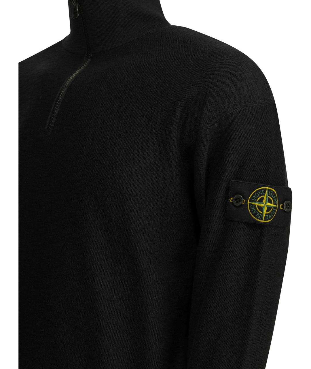 STONE ISLAND Черный хлопковый джемпер / свитер, фото 4
