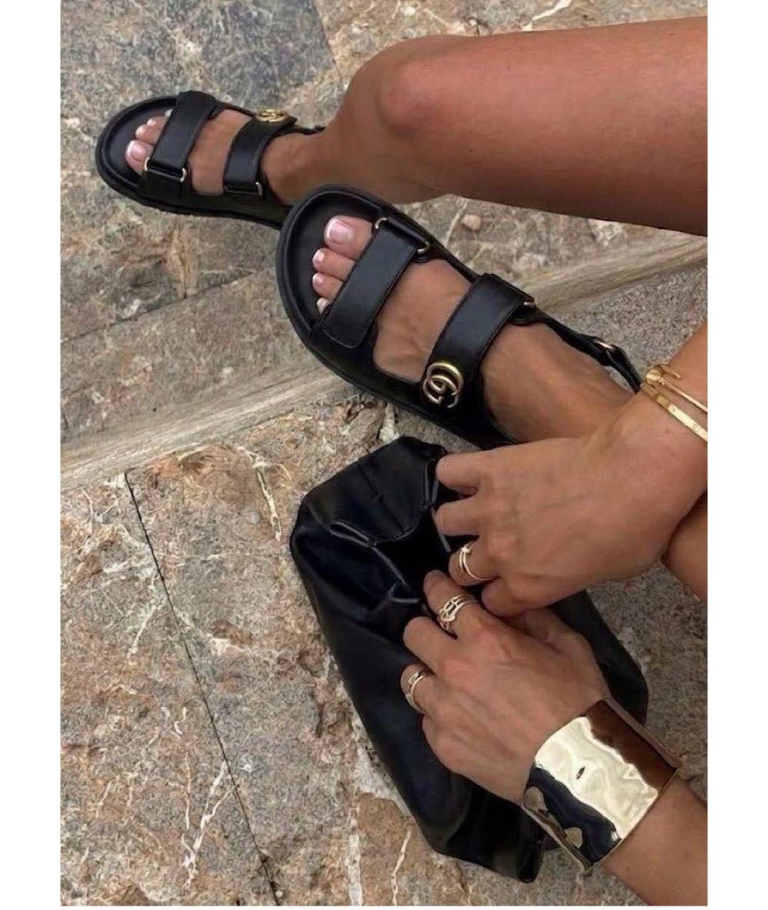 GUCCI Черные кожаные сандалии, фото 4