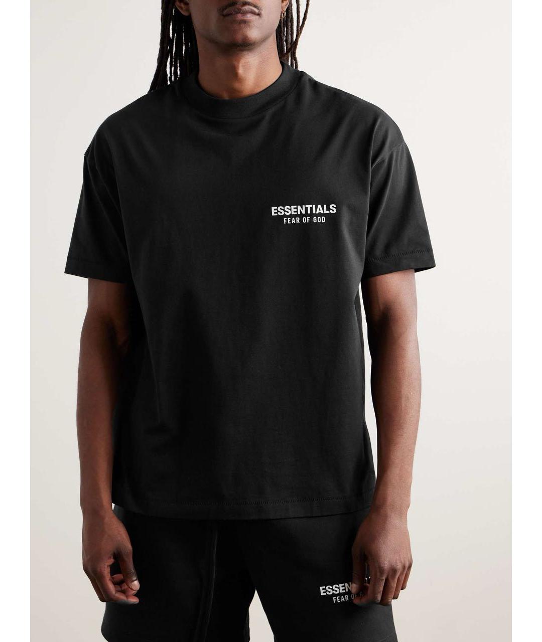 FEAR OF GOD ESSENTIALS Черная хлопковая футболка, фото 3
