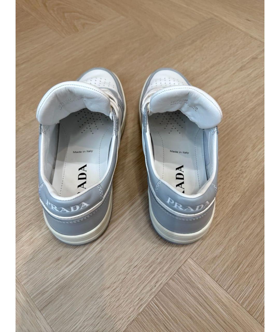 PRADA Голубые кожаные кеды, фото 4