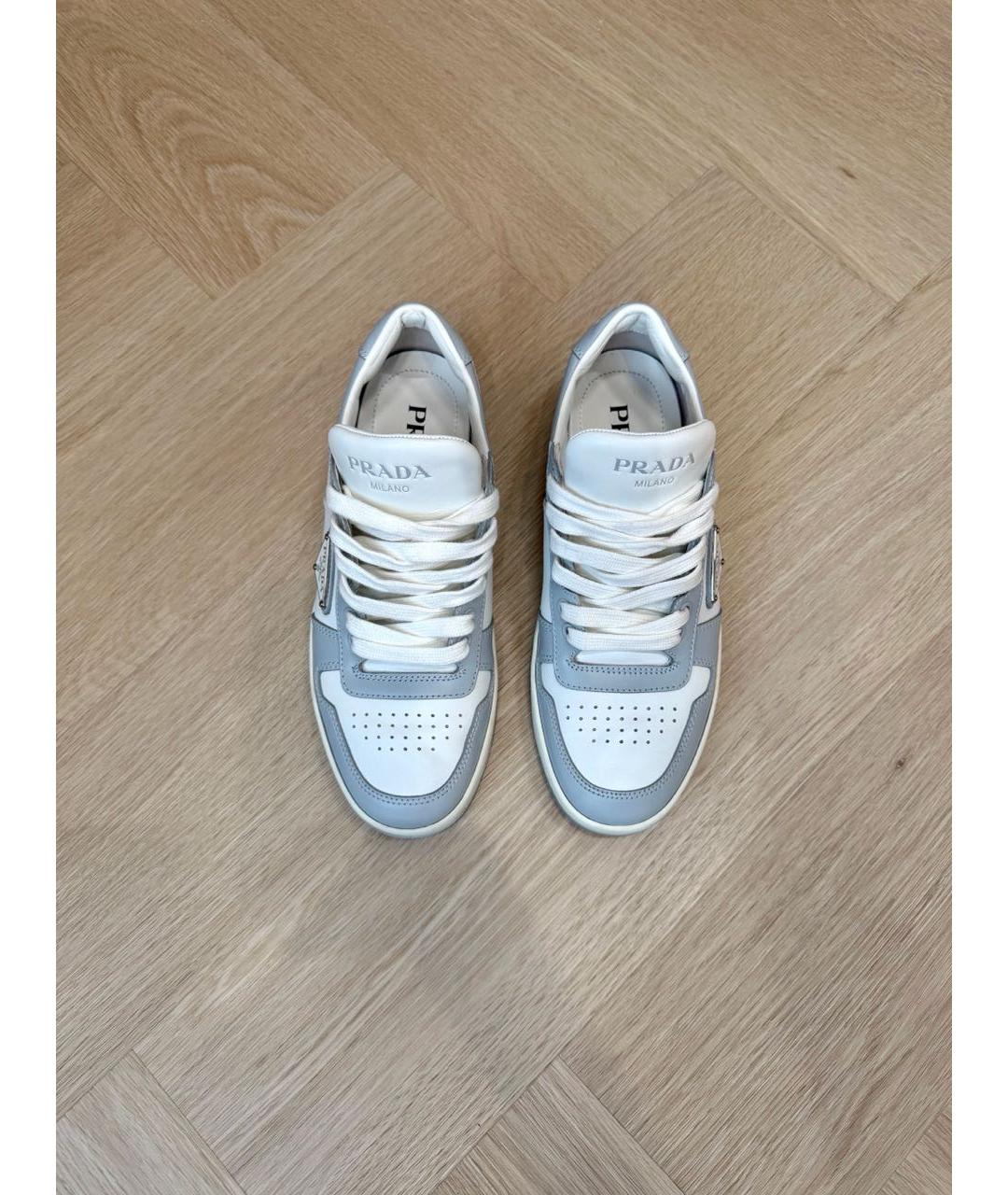PRADA Голубые кожаные кеды, фото 3
