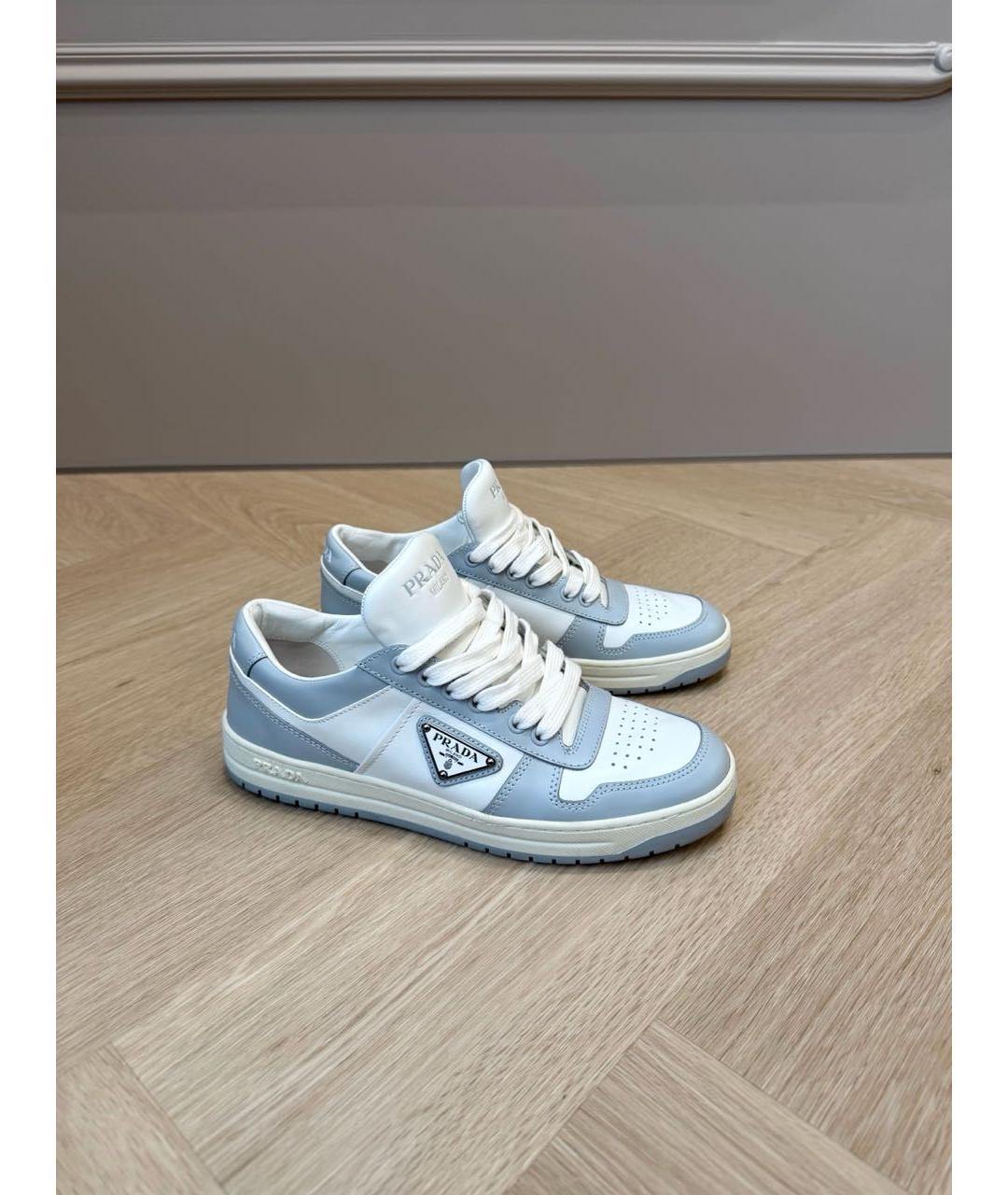 PRADA Голубые кожаные кеды, фото 6