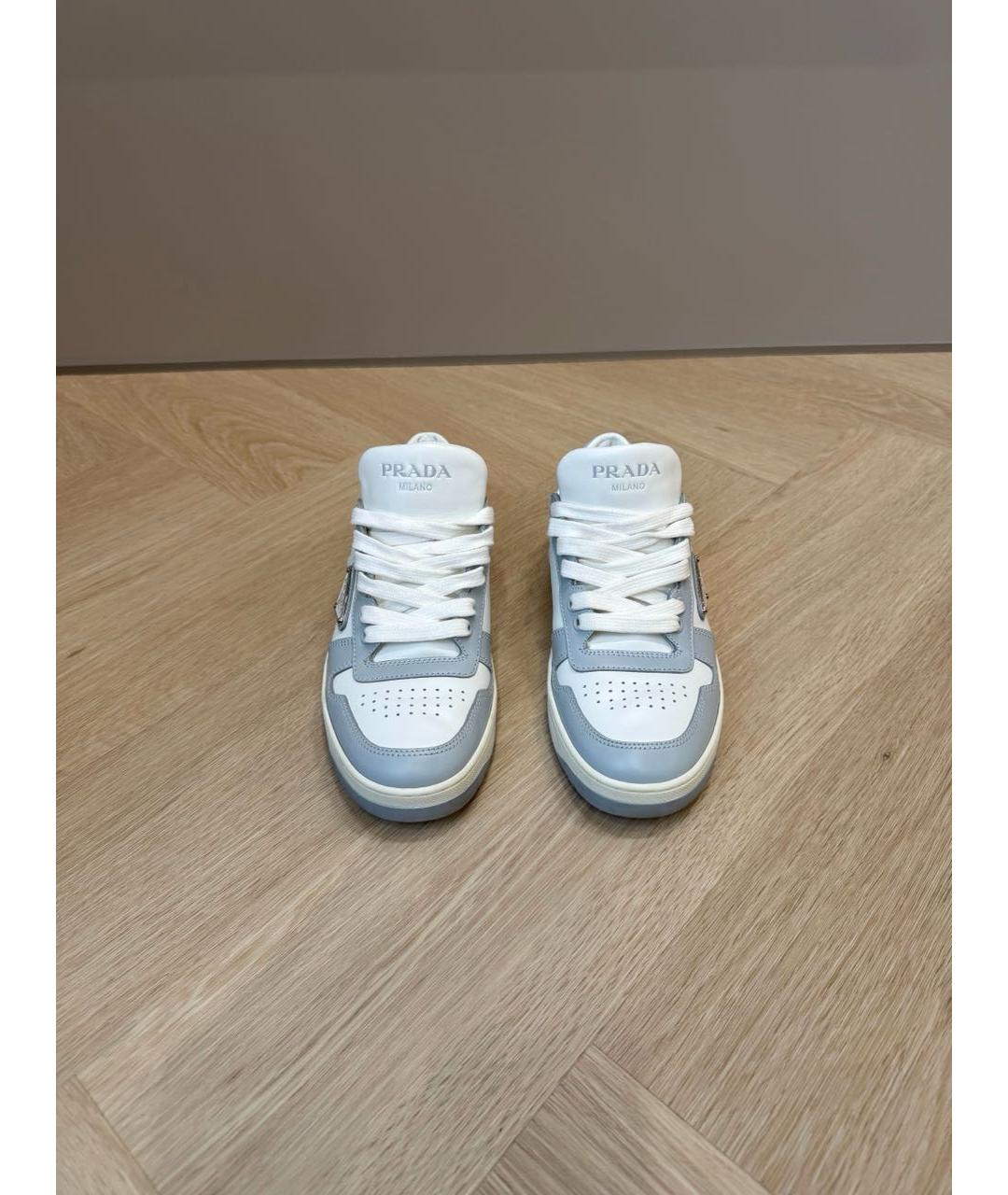 PRADA Голубые кожаные кеды, фото 2