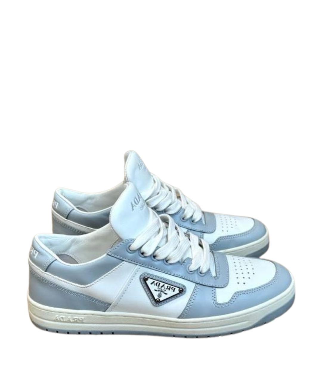 PRADA Голубые кожаные кеды, фото 1