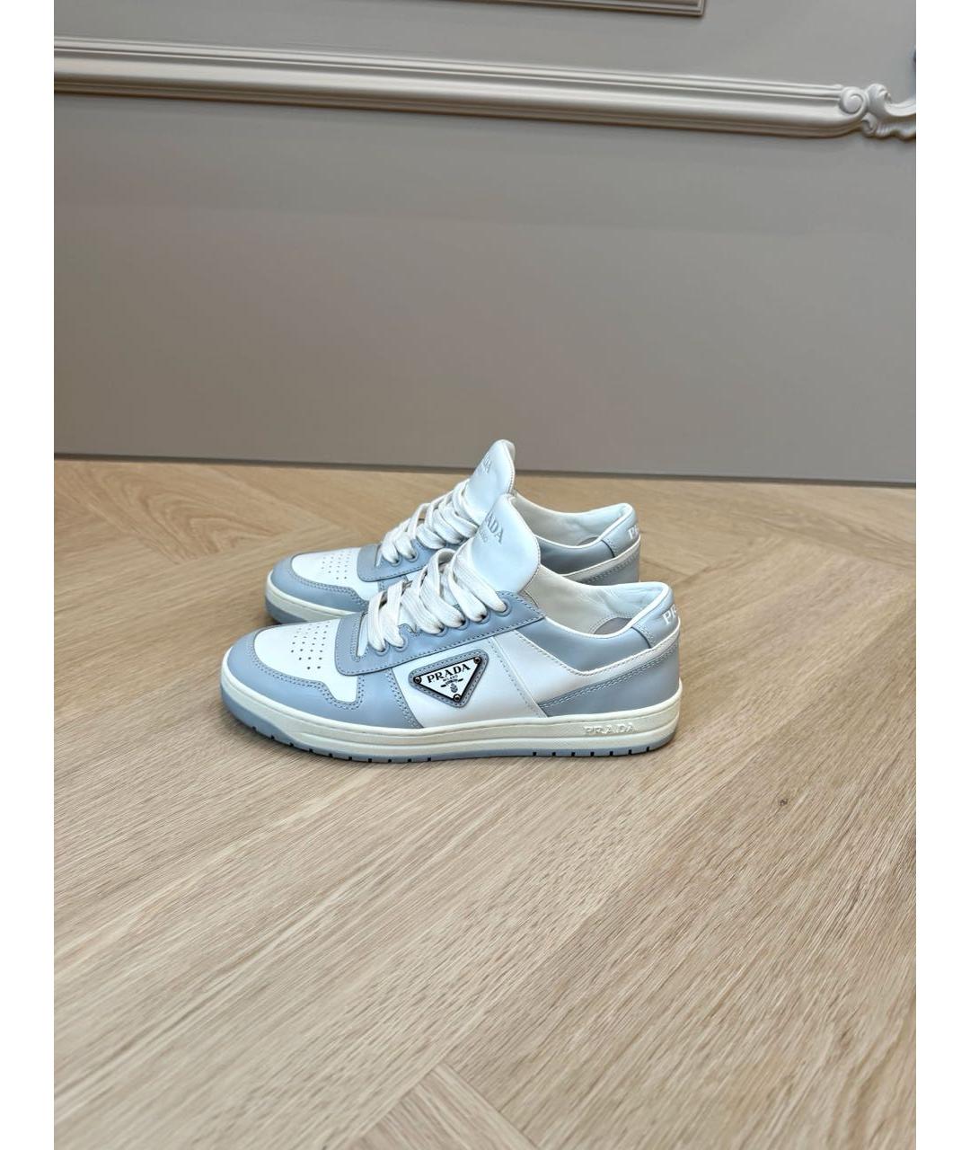 PRADA Голубые кожаные кеды, фото 7