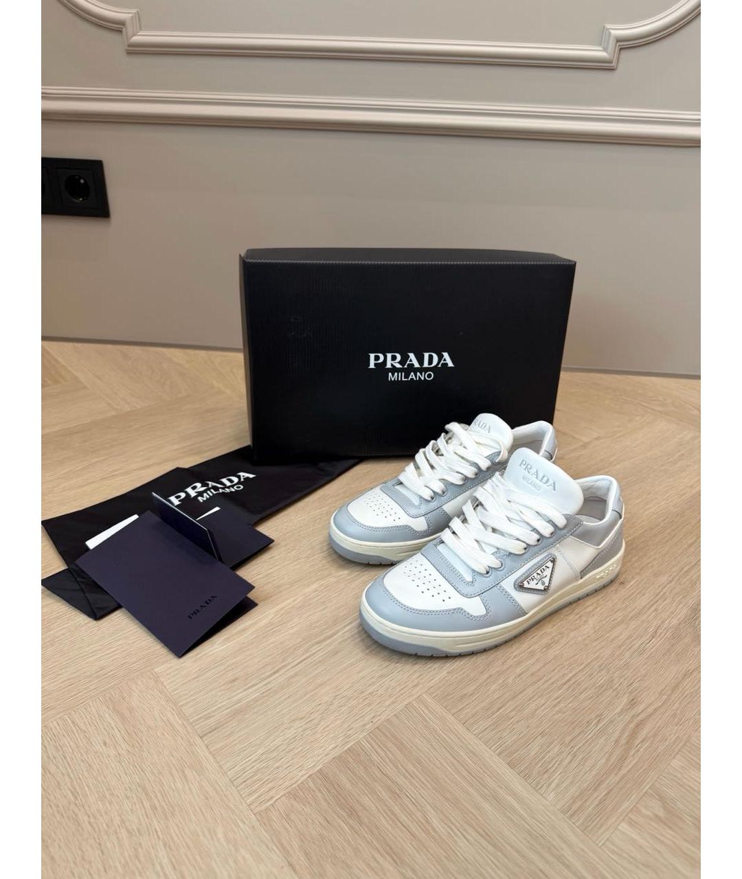 PRADA Голубые кожаные кеды, фото 5