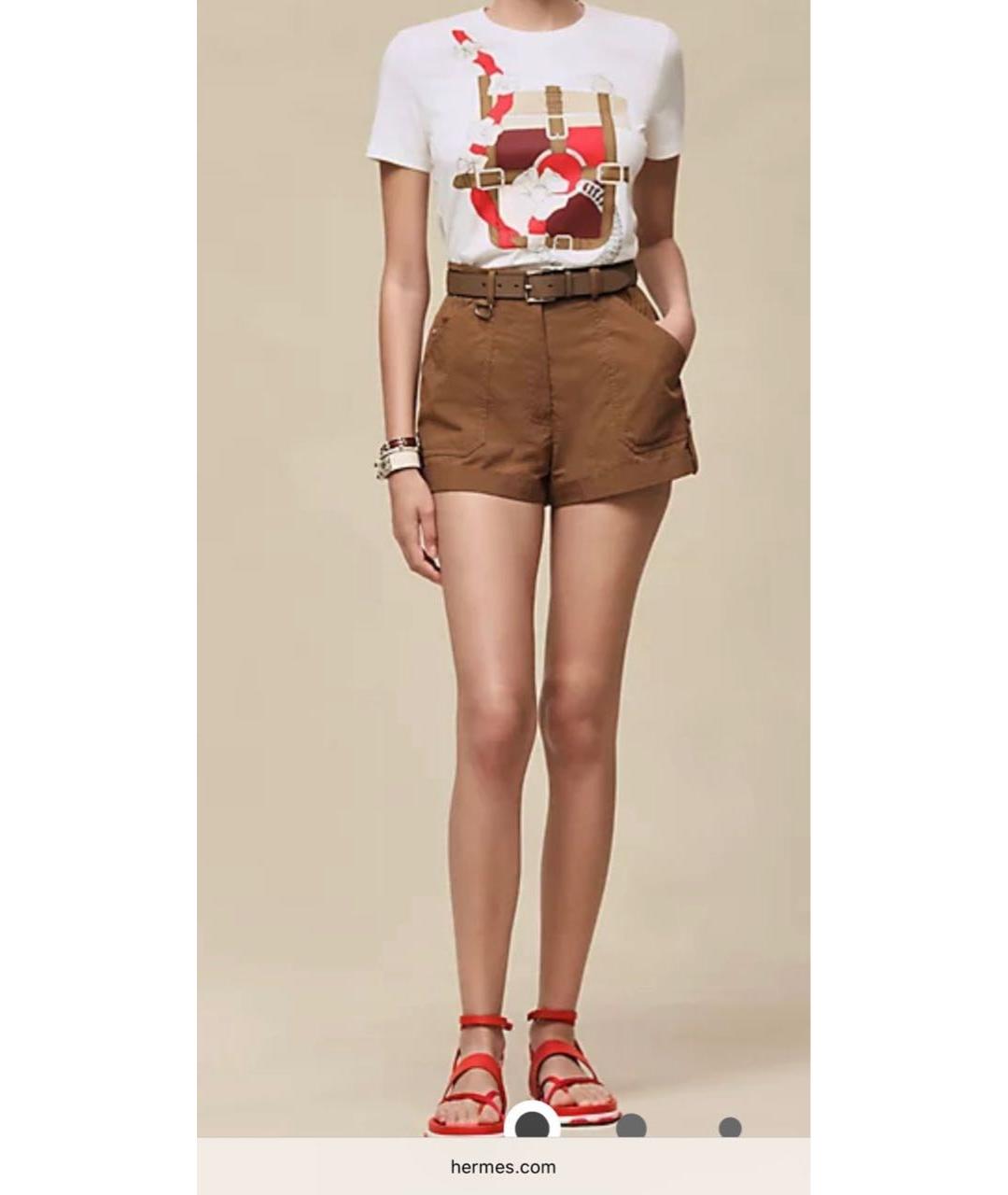 HERMES Коричневые хлопковые шорты, фото 2