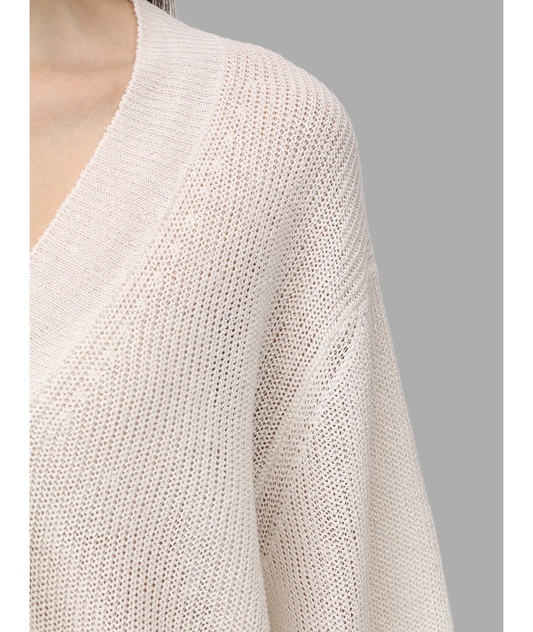 PANICALE Белый льняной кардиган, фото 4