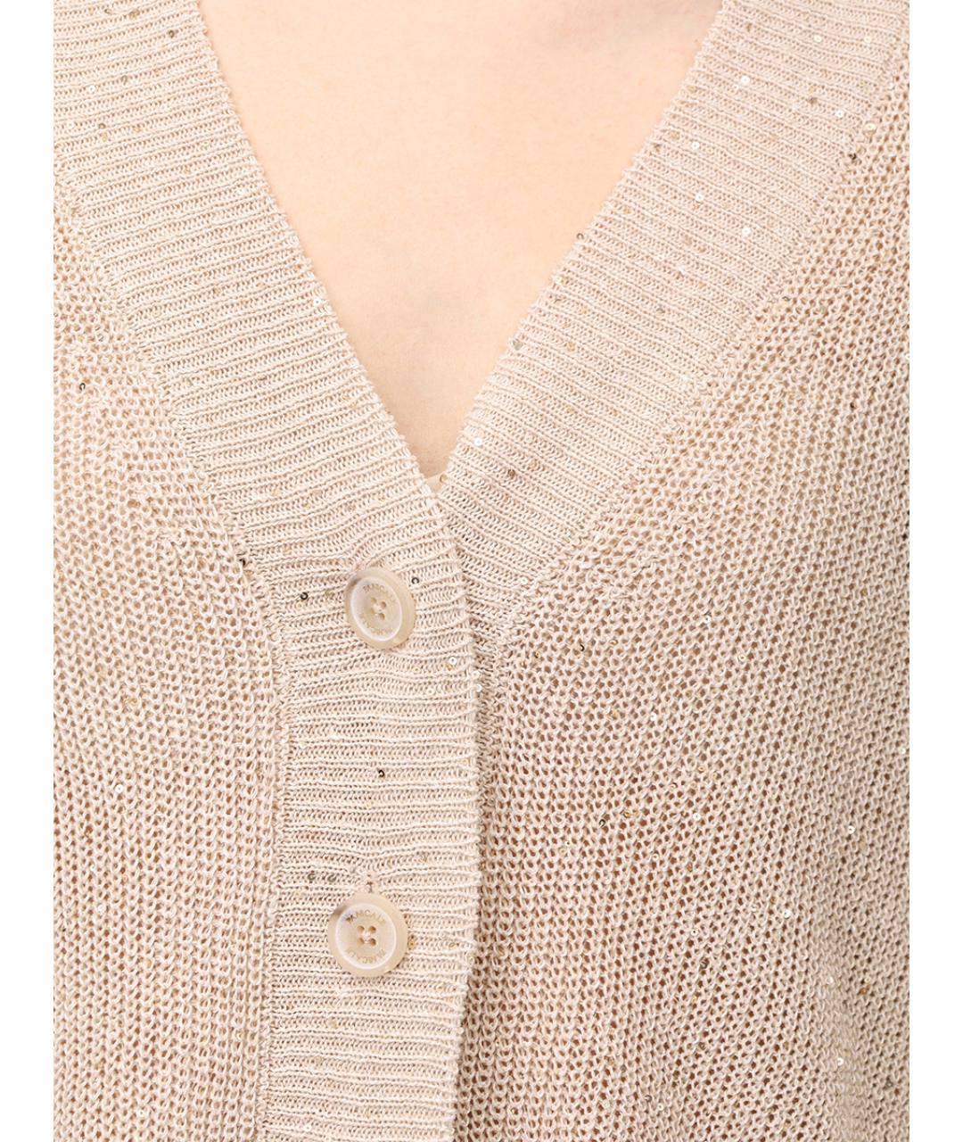 PANICALE Бежевый льняной кардиган, фото 5