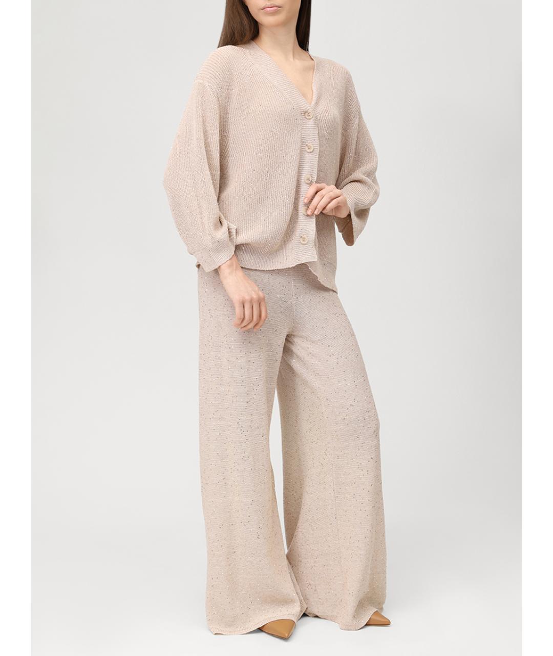 PANICALE Бежевый льняной кардиган, фото 2