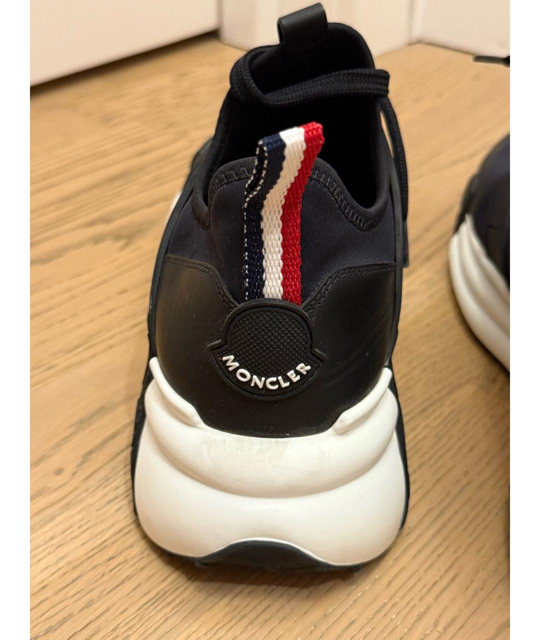 MONCLER Черные текстильные низкие кроссовки / кеды, фото 3