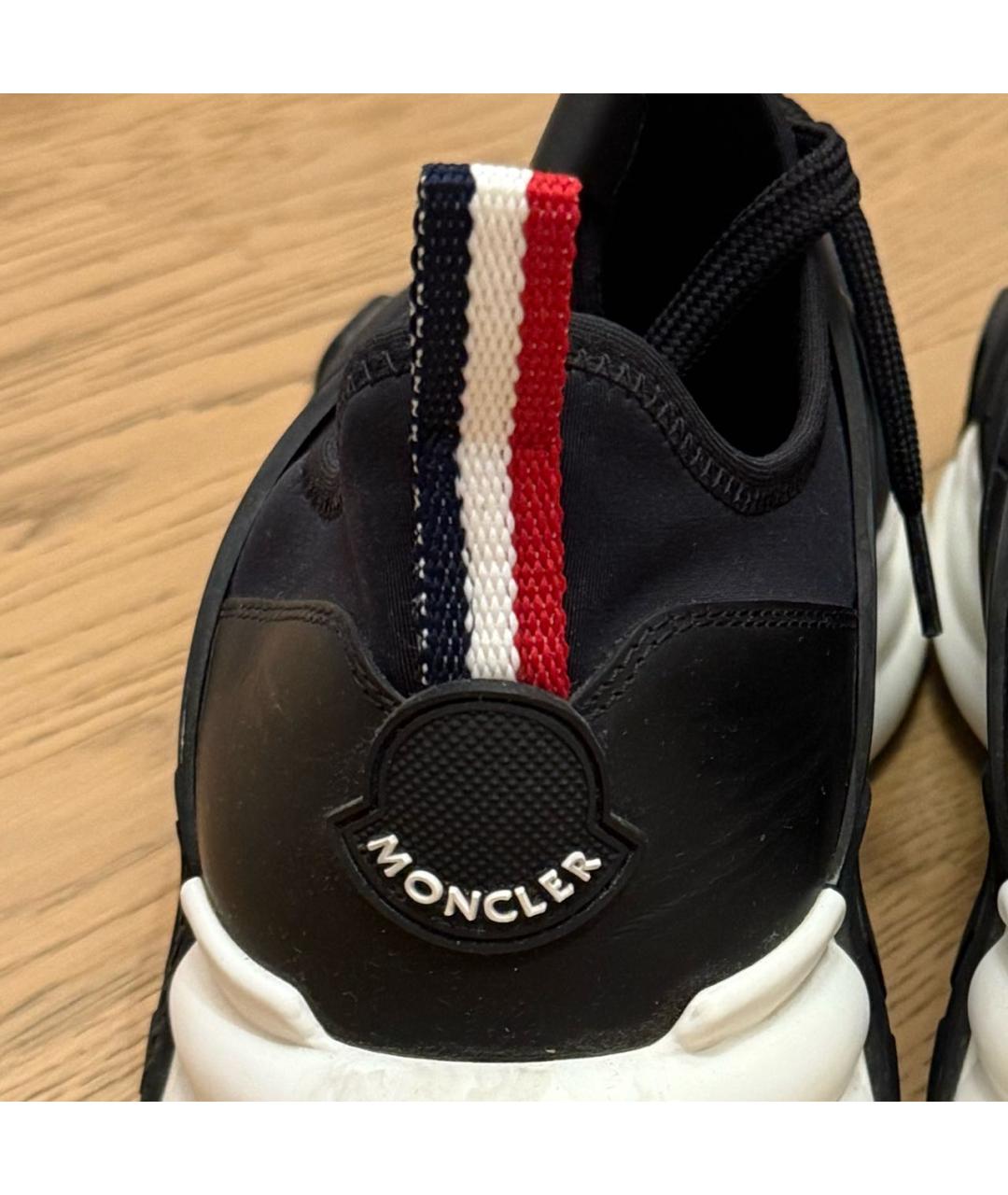 MONCLER Черные текстильные низкие кроссовки / кеды, фото 4