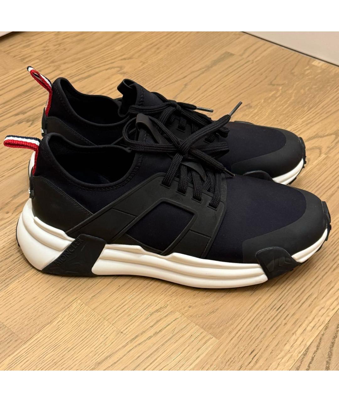 MONCLER Черные текстильные низкие кроссовки / кеды, фото 5