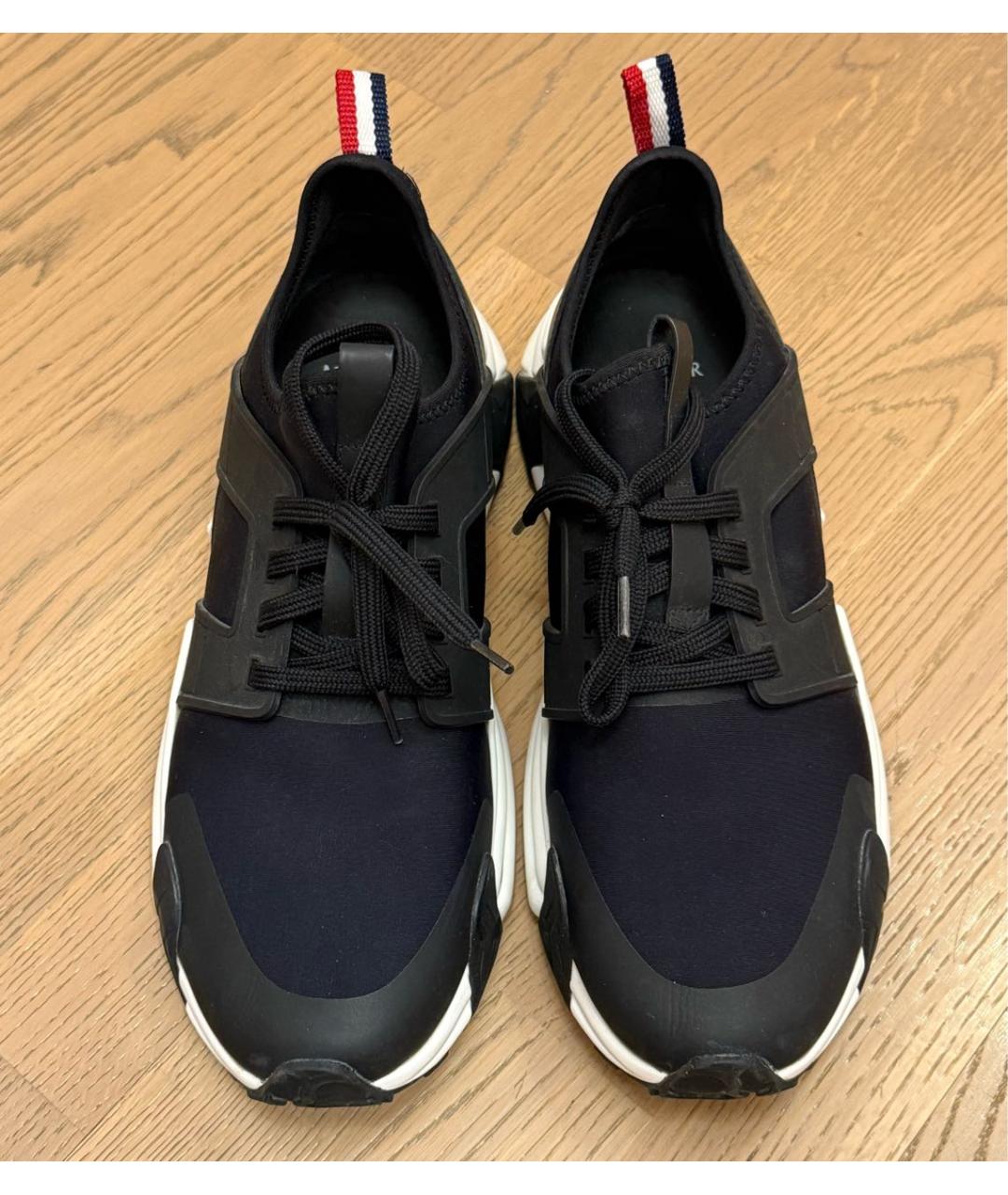 MONCLER Черные текстильные низкие кроссовки / кеды, фото 2