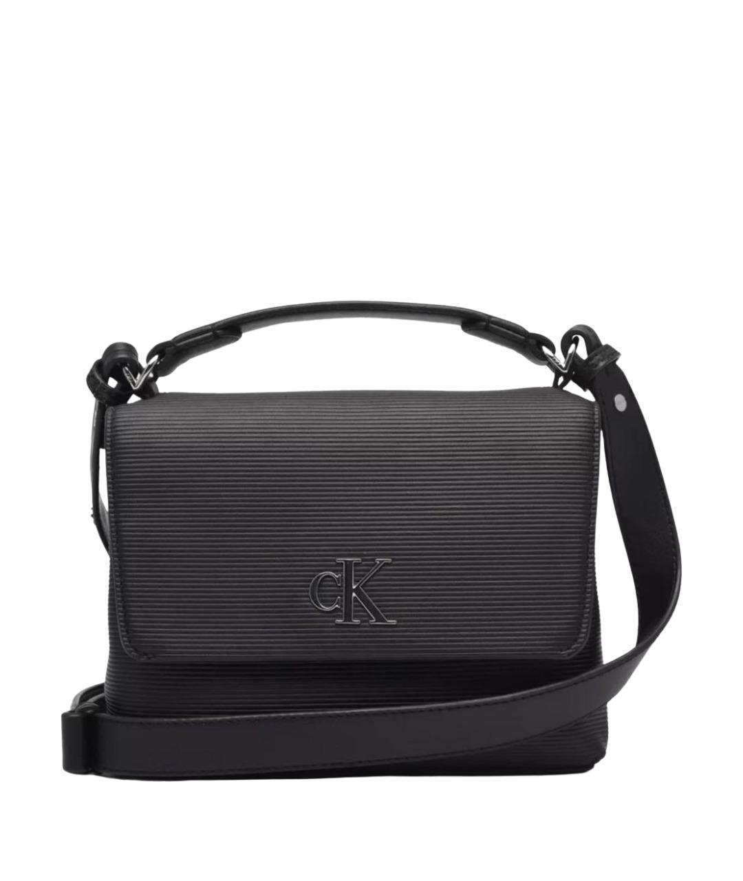 CALVIN KLEIN Черная сумка с короткими ручками из искусственной кожи, фото 1