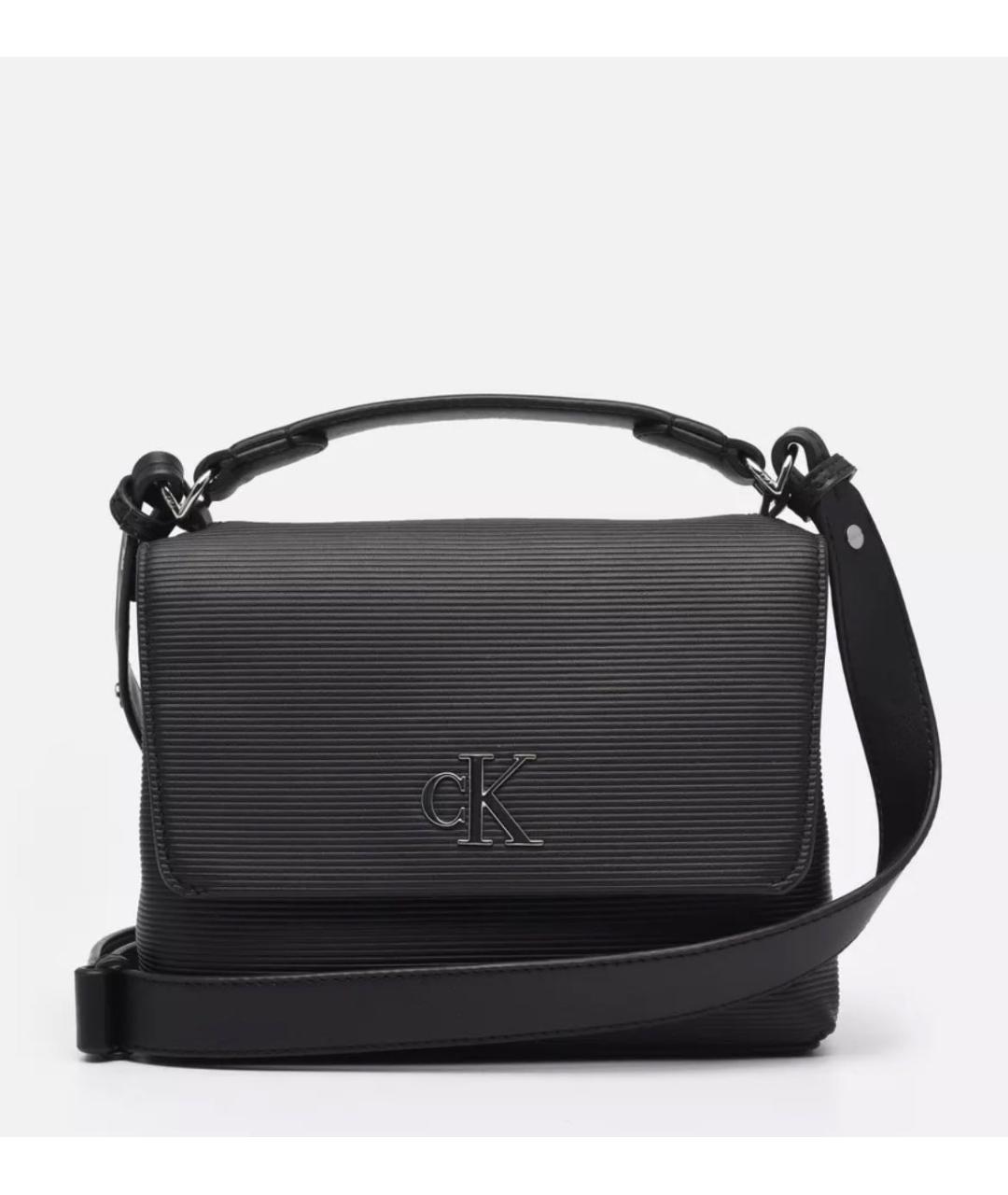 CALVIN KLEIN Черная сумка с короткими ручками из искусственной кожи, фото 4