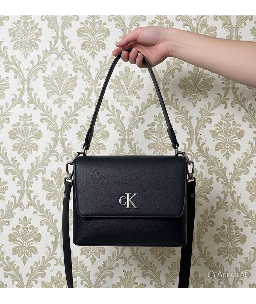 CALVIN KLEIN Черная сумка через плечо из искусственной кожи, фото 3