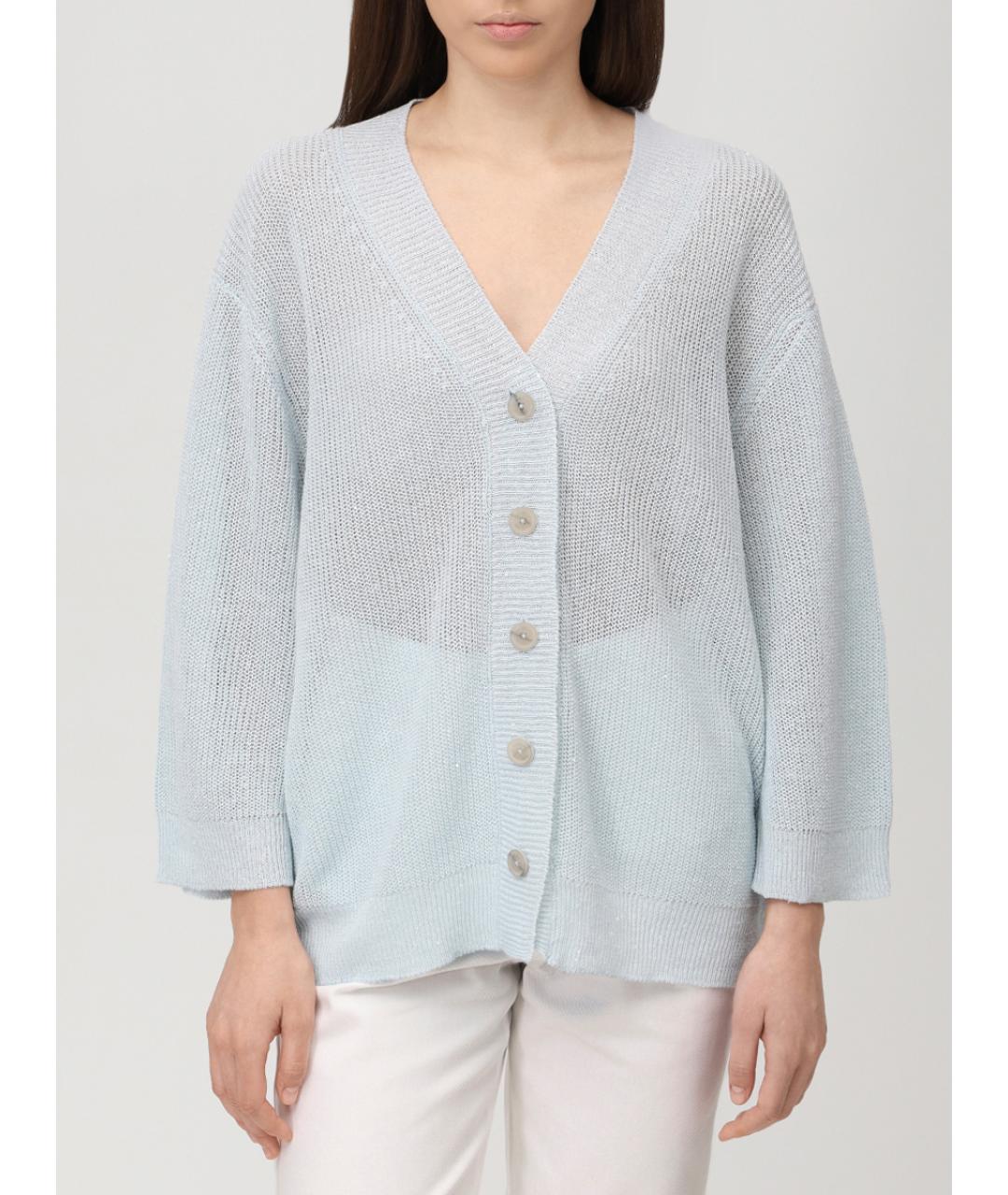 PANICALE Голубой льняной кардиган, фото 4