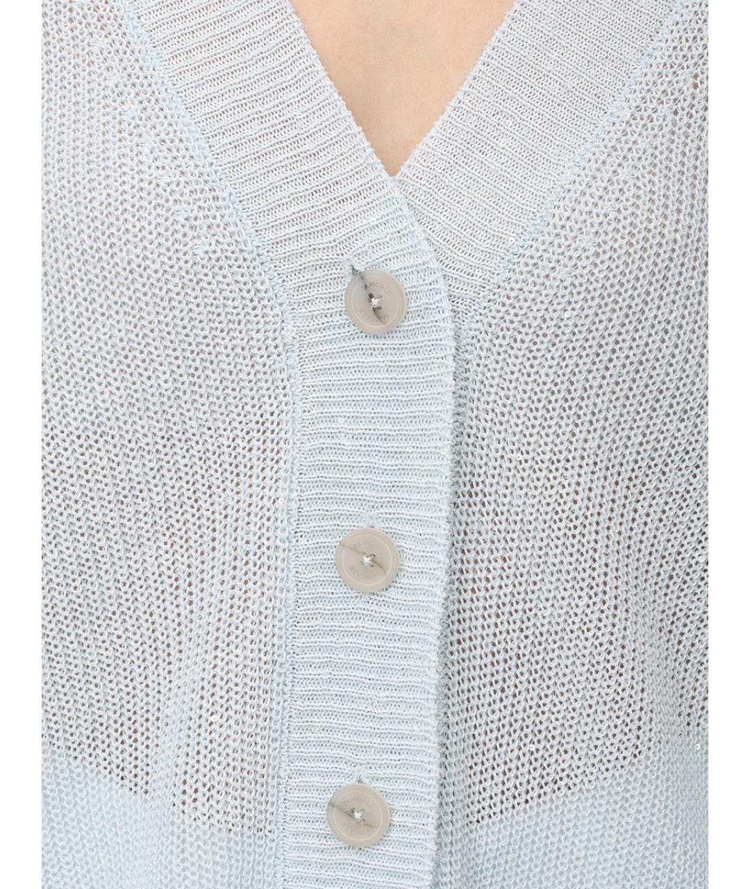 PANICALE Голубой льняной кардиган, фото 5
