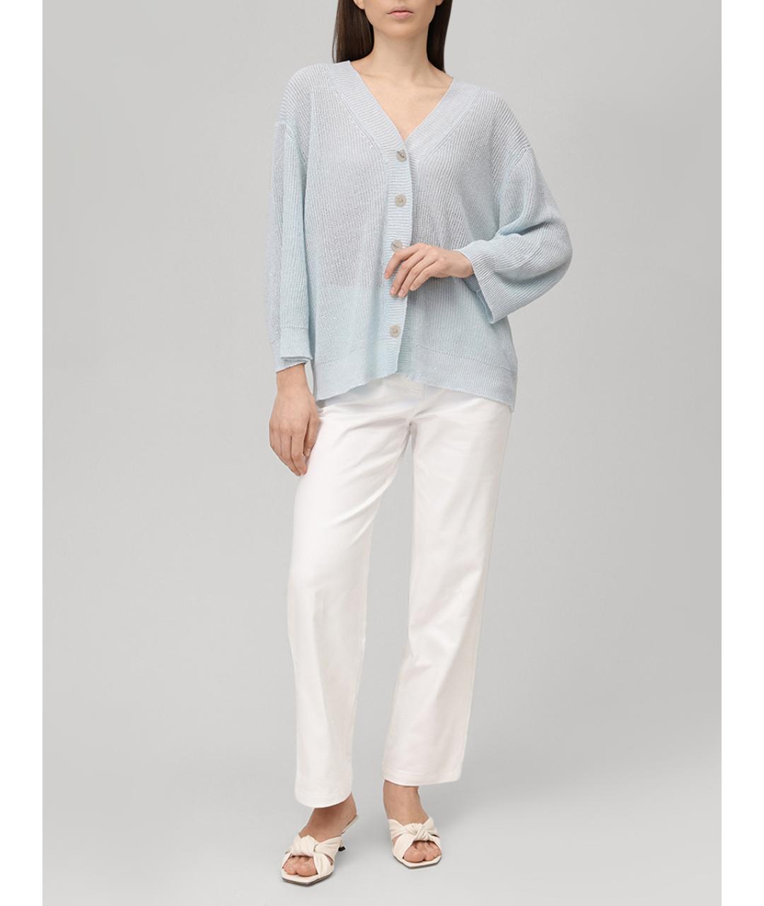 PANICALE Голубой льняной кардиган, фото 2