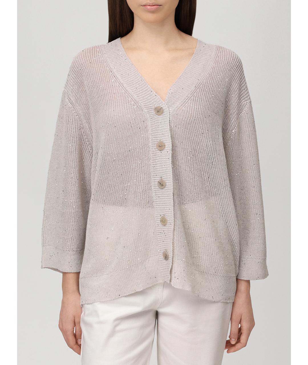 PANICALE Серый льняной кардиган, фото 4