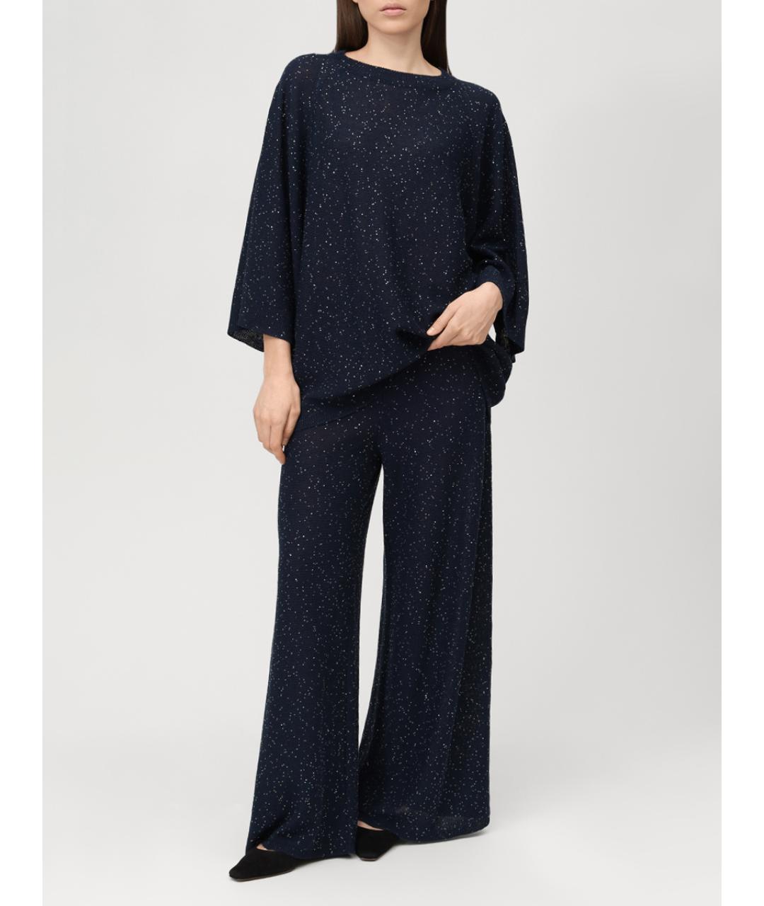 PANICALE Темно-синий льняной джемпер / свитер, фото 2