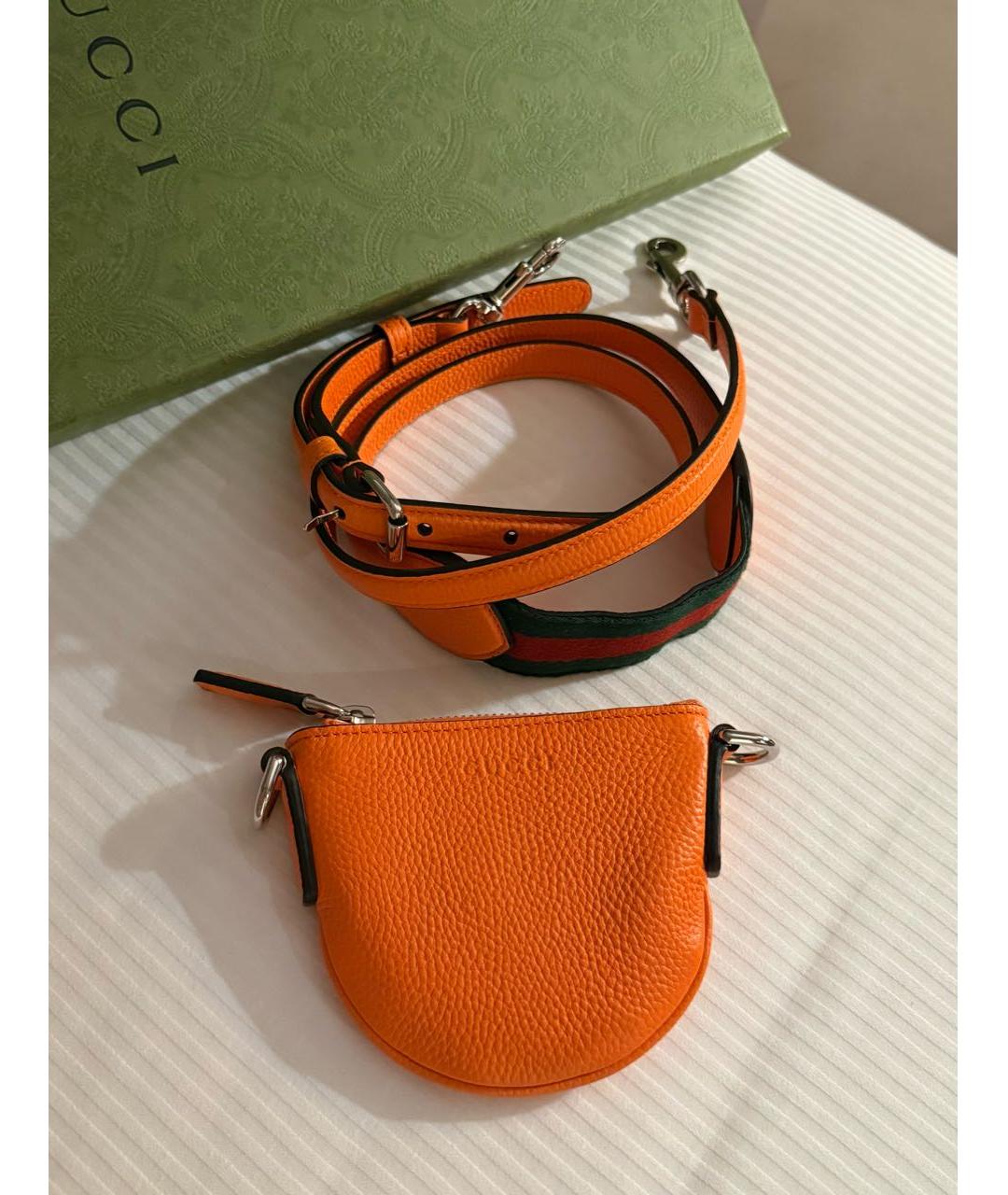 GUCCI Оранжевая кожаная сумка через плечо, фото 2