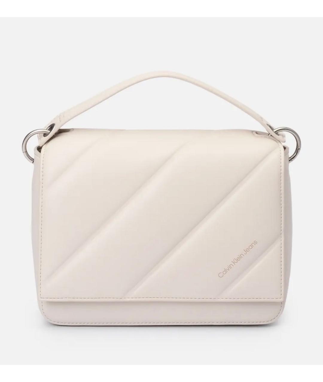 CALVIN KLEIN Белая сумка с короткими ручками из искусственной кожи, фото 4
