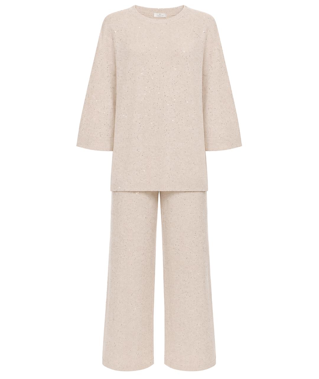 PANICALE Бежевый льняной костюм с брюками, фото 1