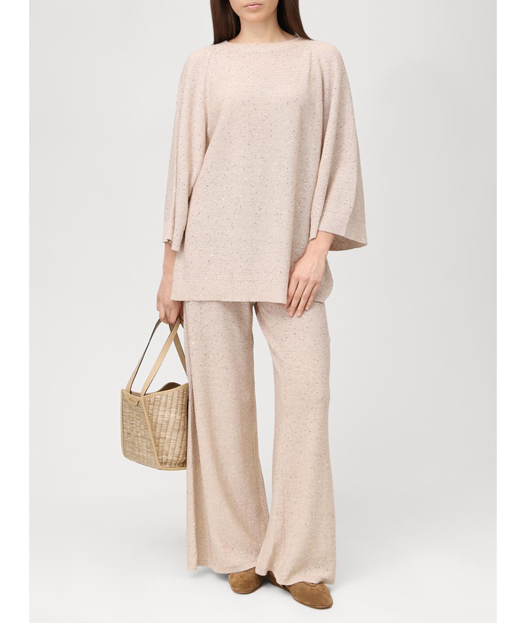 PANICALE Бежевый льняной костюм с брюками, фото 2