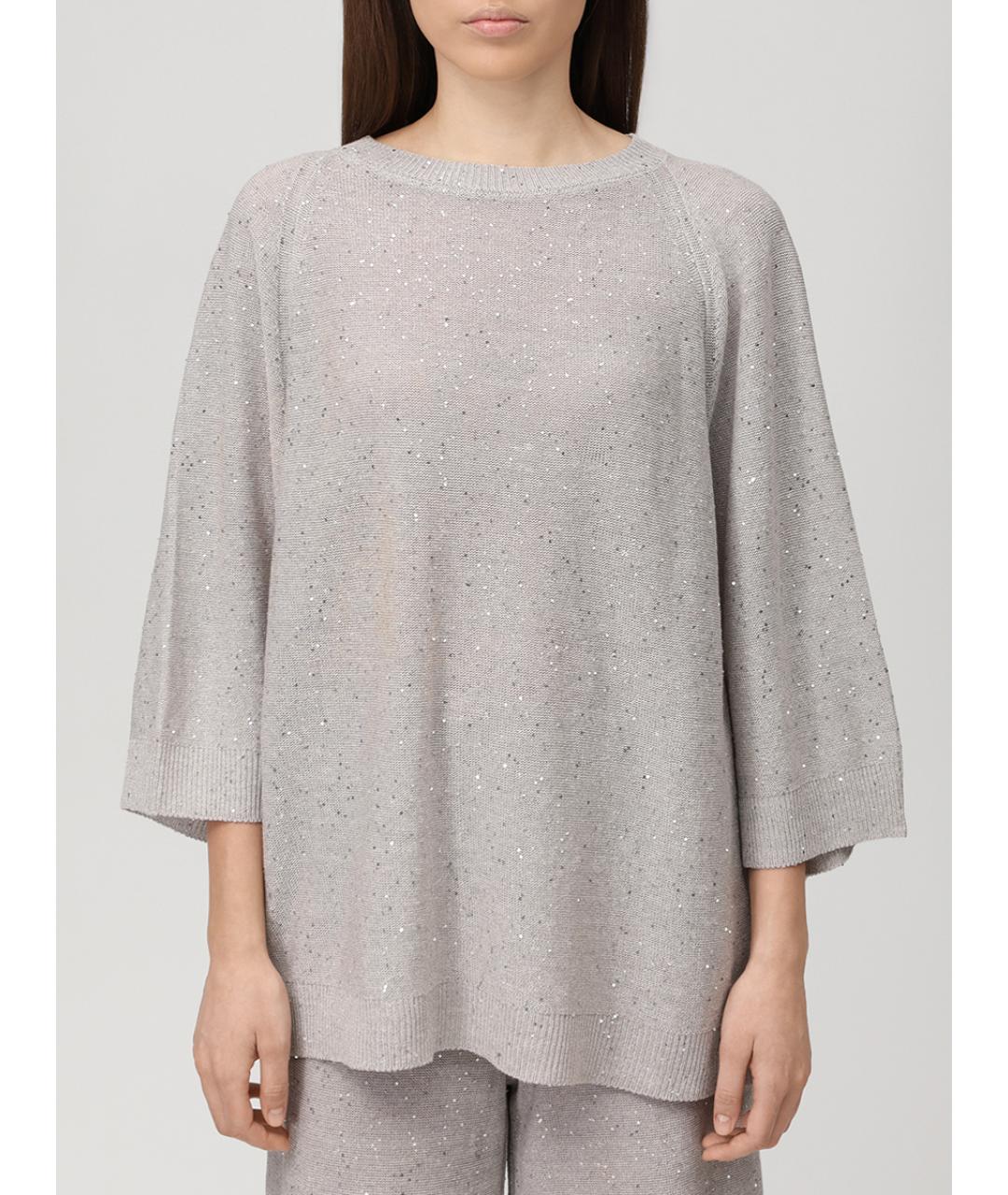 PANICALE Серый льняной костюм с брюками, фото 4