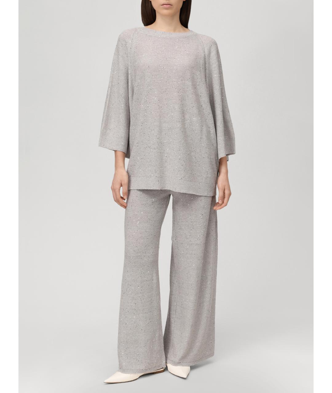 PANICALE Серый льняной костюм с брюками, фото 2