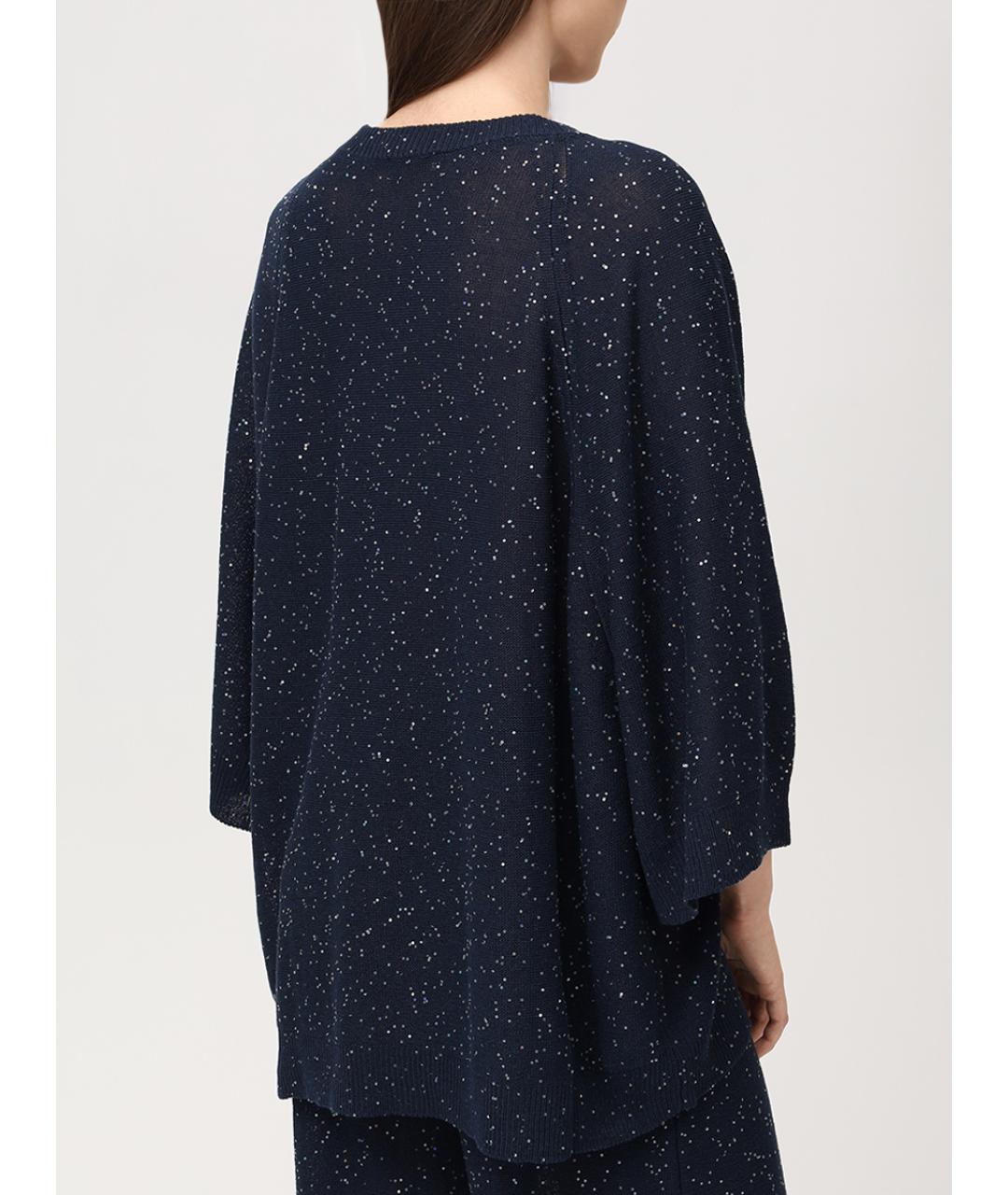 PANICALE Темно-синий льняной костюм с брюками, фото 3