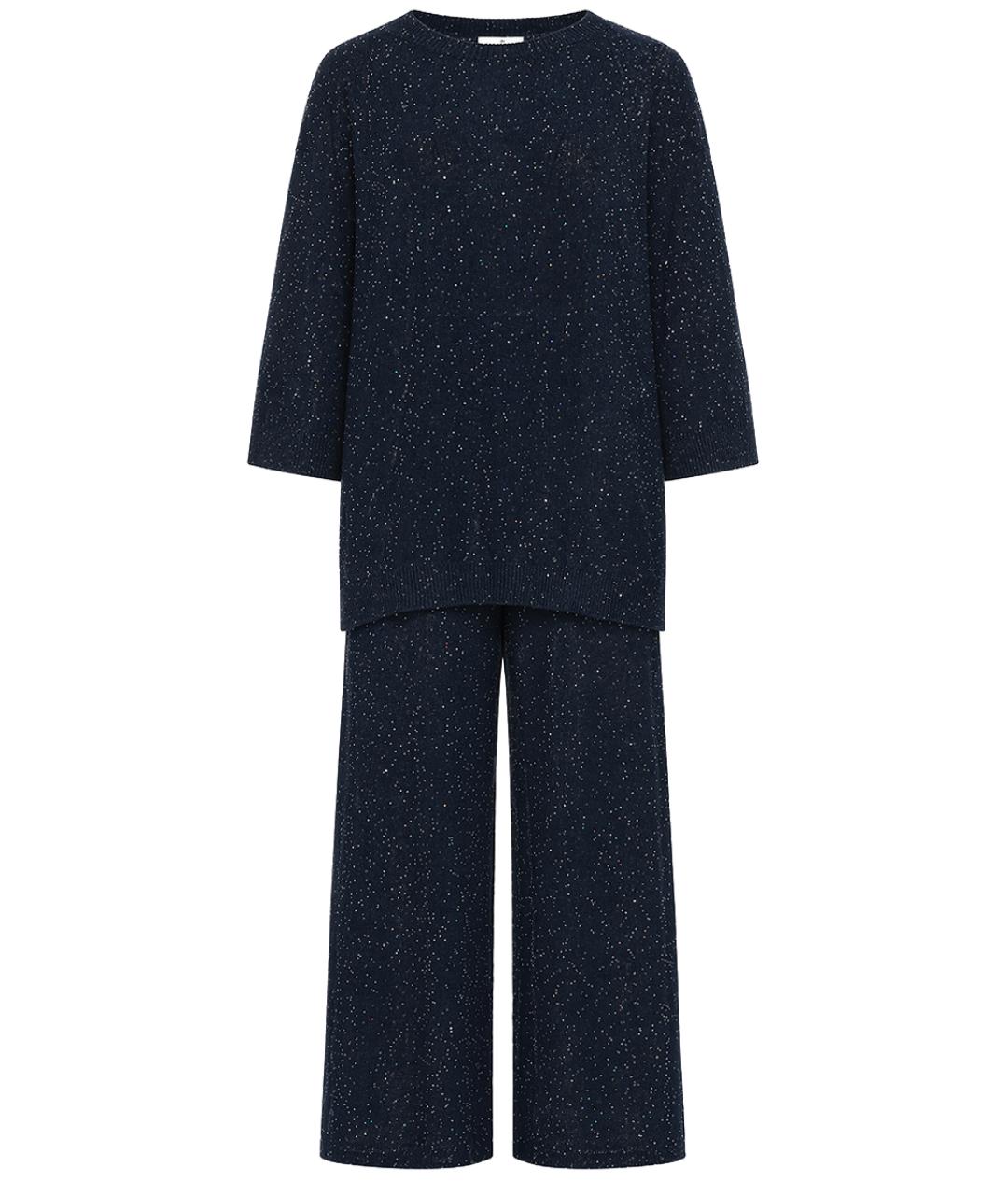 PANICALE Темно-синий льняной костюм с брюками, фото 1